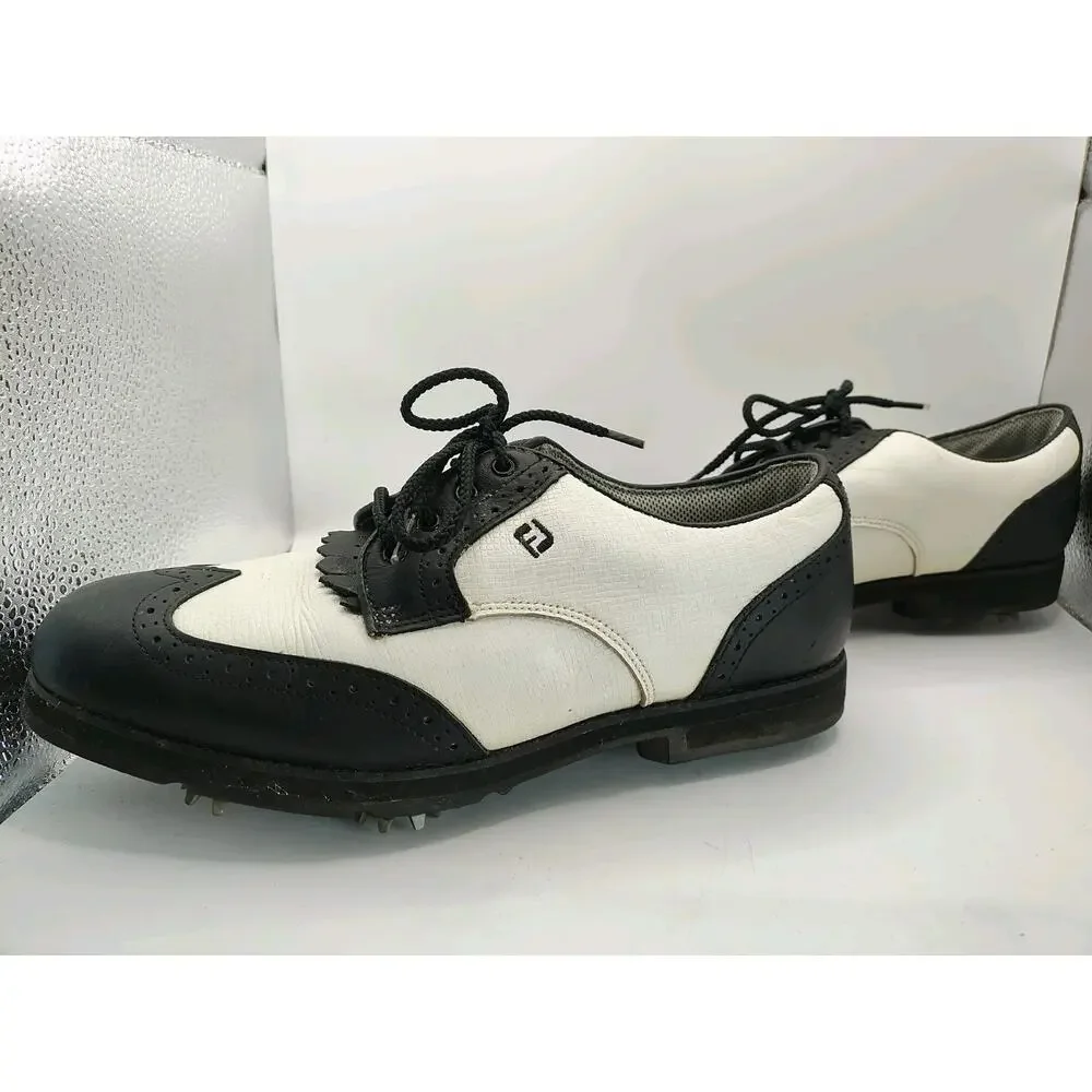 FootJoy SoftJoys Terrains Black White Golf Shoes 98347 Women's Sz 7.5 M